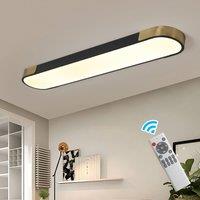 NIVOR 100cm 1 Lamp LED Linear Dimmable Flush Mount Ceiling Light with Remote in Black