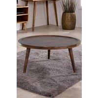 IH Design Solid Mango Wooden Round Low Coffee Table - Living Room Table in Brown