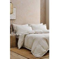 CHRISTY Seersucker Cotton Stripe Oxford Duvet Cover Set in Beige | Size: Double