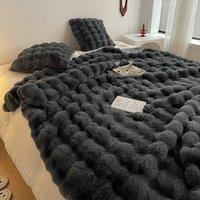 PEACH ACCESSORIES Small Luxurious Faux Fur Chair Blanket (100*160cm) (30in*63in) in Dark Grey