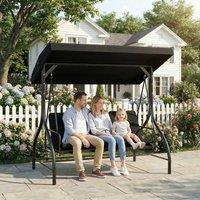 OUTSUNNY 3 Seater Canopy Swing Chair Porch Hammock Bed Rocking Bench in Black