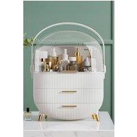 Living and Home Cosmetic Organizer Skincare Display Box With 2 Layers Of Storage Boxes And Transparent Lid in White