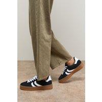 Oasis Women's Lorina Faux Suede Lace Up Platform Trainers in Natural Black | Size: 6