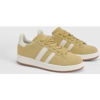 Oasis Women's Lottie Faux Suede Lace Up Trainers in Mustard | Size: 4