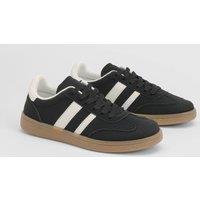Oasis Women's Erin Faux Suede Lace Up Trainers in Natural Black | Size: 6