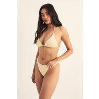 NastyGal Women's Broderie Rope Trim Ruched High Leg Bikini Set in Lemon | Size: 14