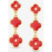 Mood Women's Gold Plated & Coral Clover Drop Earrings