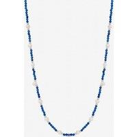 Inicio Women's Sterling Silver Plated Lapis & Pearl Necklace - Gift Pouch in Blue