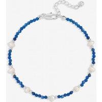 Inicio Women's Sterling Silver Plated Lapis & Pearl Bracelet - Gift Pouch