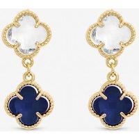 Jon Richard Women's Gold Plated Sapphire & Crystal Clover Drop Earrings
