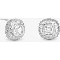Inicio Women's Sterling Silver Plated Cubic Zirconia Bezel Set Studs - Gift Pouch