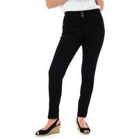 Smart Living Women's Cotton Mix High-Waisted Double Button Denim Jeans in Black | Size: 18