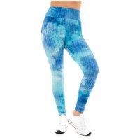 Smart Living Women's Comfortable High Rise Tie Dye Honeycomb Waffle Leggings in Blue | Size: Large