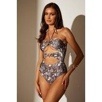 South Beach Women's Halter Neck Shell Embellished Swimsuit | Size: 10