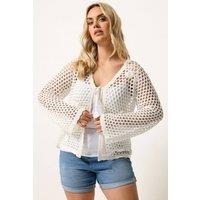 Yours Women's Flower Applique Cardigan in Ivory | Size: 22-24