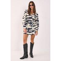 NastyGal Women's Tiger Plunge Cocoon Sleeve Tailored Mini Dress in Butter | Size: 6