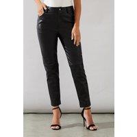Wallis Women's Petite Faux Leather Jeans in Black | Size: 20