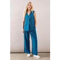 Wallis Women's Petite Belt Loop Detail Wide Leg Trouser in Aqua | Size: 16