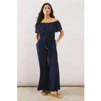 Wallis Women's Off Shoulder Jumpsuit in Navy | Size: Large