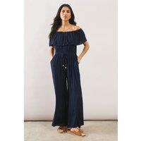 Wallis Women's Off Shoulder Jumpsuit in Navy | Size: Medium