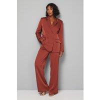 Wallis Women's Relaxed Soft Flare Trouser in Rust | Size: 10