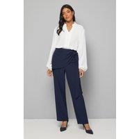 Wallis Women's Wrap Tie Tapered Trouser in Navy | Size: 10