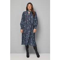 Wallis Women's Floral Tie Neck Trapeze Dress in Black | Size: 12