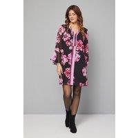 Wallis Women's Printed Zip Front Shift Dress in Black | Size: 10