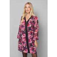 Wallis Women's Petite Floral Zip Front Shift Dress in Pink | Size: 12