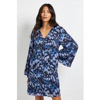 Wallis Women's Butterfly Zip Shift Dress in Blue | Size: 14