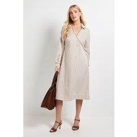 Wallis Women's Petite Stripe Contrast Detail Shirt Dress in Stone | Size: 18