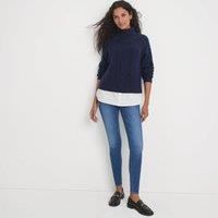 Lands' End Women's Roll Neck Mock Shirt Jumper in Navy | Size: 20