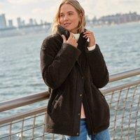 Lands' End Women's Cinch-waist Sherpa Fleece Jacket in Brown | Size: 10-12