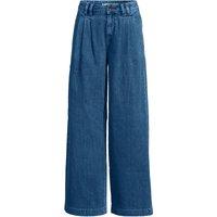 Lands' End Women's Petite Lightweight Wide Leg Pleated Jeans in Blue | Size: 12
