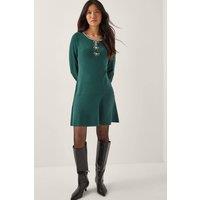 Monsoon Women's Brit Sparkle Bow Knit Dress Teal | Size: Medium