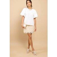 Little Mistress Women's Beige Crochet Mini Skirt | Size: 10