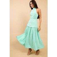 Little Mistress Women's Sage Halterneck Dropped Waist Maxi Dress in Mint | Size: 10