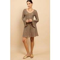Little Mistress Women's Brown Stripe Knit Mini Dress | Size: 8