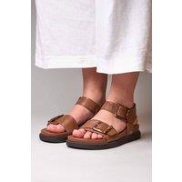 Moshulu Women's 'Newark 2' Colourful leather buckle sandals in Tan | Size: 6.5