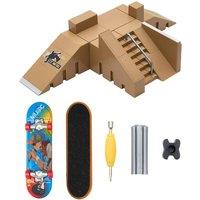 Living and Home Kids Skateboard Ramp Set with Finger Boards in Brown