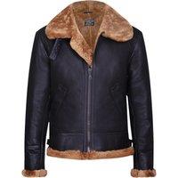 Infinity Leather Men's Pilot B3 Flying Shearling Sheepskin WWII Bomber Aviator Jacket in Brown | Size: Medium