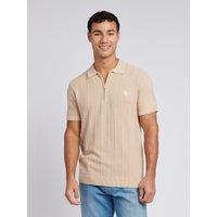 U.S. POLO ASSN. Men's Zip Knit Polo Shirt in Fawn | Size: XL