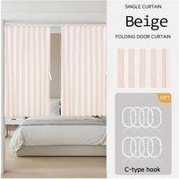 Living and Home 1 Panel Faux Linen Pleated Folding Curtain for Door/Window in Beige | Size: 100 cm width x 200 cm drop