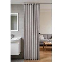 Living and Home 1 Panel Faux Linen Pleated Folding Curtain for Door/Window in Grey | Size: 180 cm width x 200 cm drop