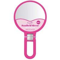 Danielle Creations 3 in 1 Soft Touch Handheld Folding Beauty Dual Sided x10 Mag Mirror in Pink