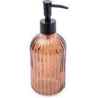 Candlelight Apothecary Glass Soap Dispenser With Black Pump in Amber