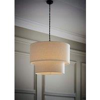 ValueLights Jodie Linen Two Tier Easy Fit Drum Ceiling Pendant Light Lamp Shade in Natural