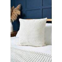 BHS Luxury Ribbon Velvet Cushion in Cream | Size: 45 cm x 45 cm