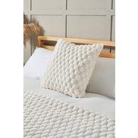 BHS Honeycomb Faux Fur Cushion in Cream