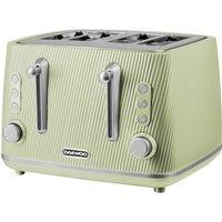 Daewoo 'Cascade' 4-Slice Toaster Ridge Textured Finish Defrost Reheat Cancel in Pale Green | Size: Large